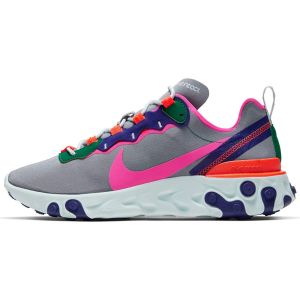 Nike Women's React Element 55 Running Shoes (8.5), Wolf Grey / Laser Fuchsia