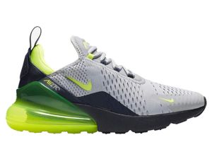 Nike Men's Air Max 270 Wolf Grey/Volt/Obsidian Mesh Running Shoes 8.5 M US