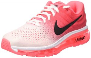 Women's Nike Air Max 2017 Running Shoe, White/Black/Hot Punch, 7.5