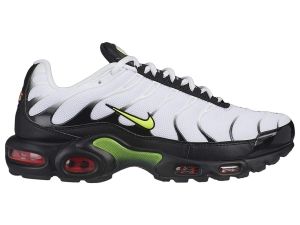Nike Men's Air Max Plus White/Volt/Black/Bright Crimson Nylon Casual Shoes 8.5 M US