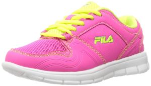 Fila Girls' Speed Runner Skate Shoe, Pink Glo/Safety Yellow/Metallic Silver
