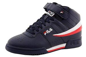 Fila Boy's F-13 Navy/White/Red Leather Mid-Top Basketball Sneakers Shoes