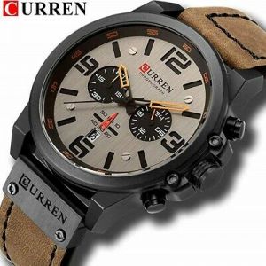    CURREN Military Men&#039;s Watches Top Sport Chronograph Leather Army Infantry Watch