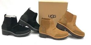    UGG Australia Kress Ankle Boot Chestnut Black Suede Shearling 1095147 Waterproof