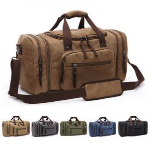    Canvas Travel Tote Luggage Large Men&#039;s Weekend Gym Shoulder Duffle Bag & Strap