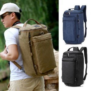    Men&#039;s Canvas Backpack Shoulder Bag Camping Sports Travel Duffle Handbag Luggage