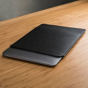    Black Slim Real Pebble Grain Leather Pouch Sleeve Case Apple MacBook 12" Laptop