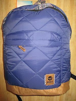    NEW ROXY BACKPACK BOOK SCHOOL STUDENT BAG Blue Faux Suede