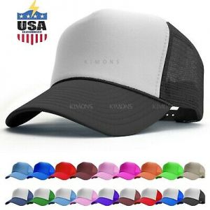    Trucker Hat Foam Mesh Baseball Cap Adjustable Snapback Solid Plain Men Hats Flat