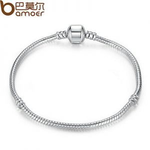    Bamoer Snake Chain S925 Silver Snake Bracelet Fit European Charms Women Jewelry