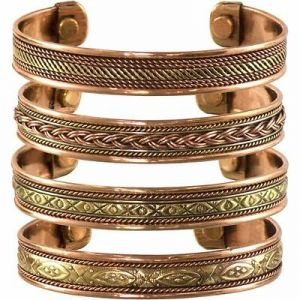    Set of 4 Tibetan Copper Bracelets Magnetic India Pattern Women&#039;s Men&#039;s Spiritual
