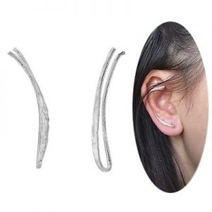    HarperCrown Ear Climber Crawler Cuff Earrings - 925 Sterling Silver