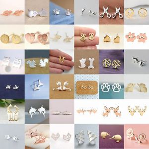     Fashion Women&#039;s Girl 925 Silver Sterling Earrings Cute Ear Stud Jewelry Gifts
