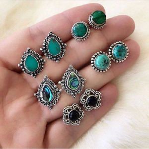    5Pairs/Set Women Vintage Turquoise Earrings Jewelry Ear Stud Boho Earrings New