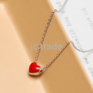    Women 925 Sterling Silver Red Love Heart Ear Stud Earrings Fashion Gift