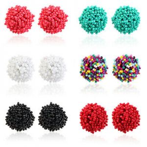    Seed Beads Stud Earrings Round Colorful Ear Stud Fashion Jewelry Gift for Women