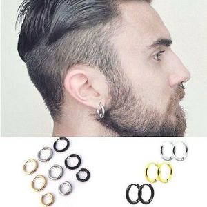    Men's Women's Stainless Steel Tube Ear Studs Hoop Huggie Punk Earrings Jewelry