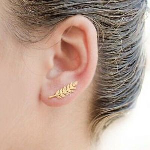    925 SILVER LEAF EARRINGS EAR CRAWLERS CLIMBER SWEEP UP HANDMADE JEWELRY