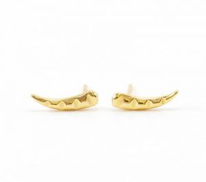    Gold Ear Climbers Small Spike Pointed Triangle Earrings