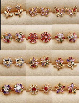    Luxury Flower Ear Stud Earrings Women 18K Gold Filled Topaz Zircon Jewelry Gift