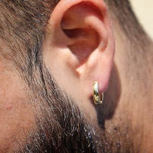    Solid 10mm Sterling Silver Men's Women's Small 14K Gold Hoop Huggie Earrings