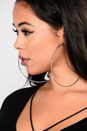    2Pair Sexy Women Stainless Steel Smooth Big Large Hoop Earrings Jewelry 60-100mm