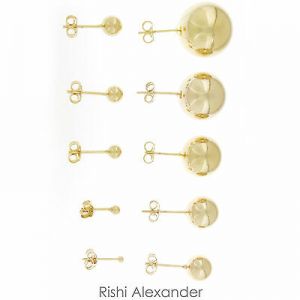    18k Gold Filled Round Ball Stud Earrings High Polished Butterfly Post Backs