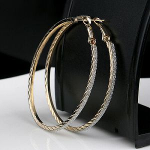    Fashion Womens Large Round Crystal Diamante Rhinestone Hoop Earrings Jewelry
