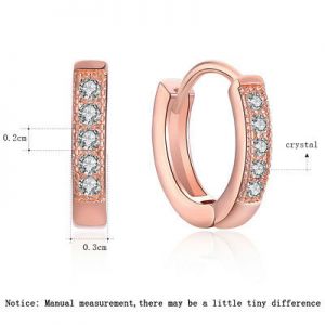    18K Hoop Earrings Women Rose Gold Plated Small Round CZ Zircon HUGGIE Jewelry