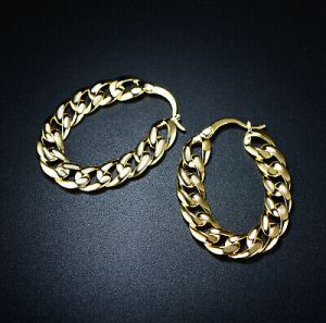    Sevil 18k Gold Plated Chain Link Hoop Earrings