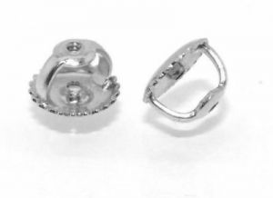    A PAIR SOLID 14K WHITE GOLD REPLACEMENT SCREW EARNUT EARRING BACK