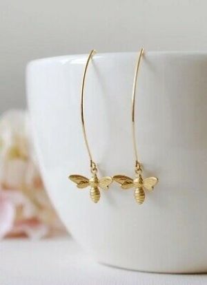    Dainty Yellow Gold Silver Bee Earrings Honey Bee Hook Dangle Earring Bee Jewelry