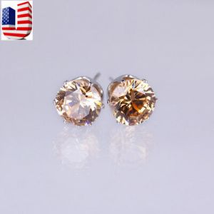     Women Gold Silver Plated  8 mm Round Austrian Crystal stud Earrings