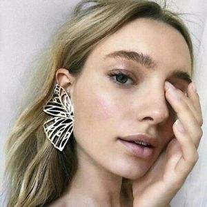    Fashion Big Gold Hollow Butterfly Earrings Women Metal Wing Drop Dangle Jewelry