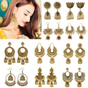    Indian 22K Gold Plated Earrings Jhumka Drop Dangle Bollywood Women Stud Earrings