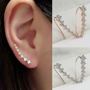    Women Fashion Rhinestone Gold Silver Crystal Earrings Ear Hook Stud Jewelry Gift
