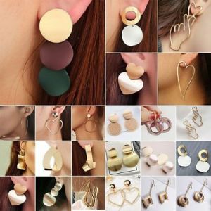    Fashion Women Metal Geometric Pendant Dangle Drop Statement Earrings Jewelry
