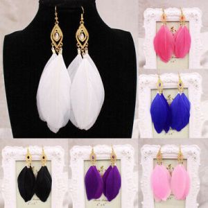    Women Charm Fashion Feather Earrings Tassel Ear Hook Long Drop Dangle Jewelry