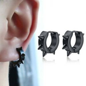    1 Pair Punk Women Men Earrings Ear Studs Spike Rivet Hoop Huggie Stainless Steel