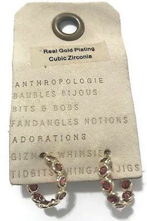    ANTHROPOLOGIE MINUETTE HUGGER HOOP WINE EARRINGS(FOR PIERCED EARS)--NWT