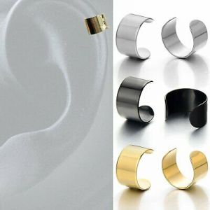    MENDINO Men's Women's Stainless Steel Earrings Simple Cuff Ear Clip-On Warp Punk
