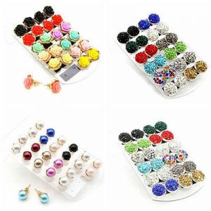    Women Fashion Earrings Gift Elegant Pearl Crystal Rhinestone Ear Studs Jewelry