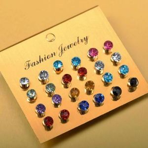    12 Pairs Women Surgical Stainless Steel Birthstone Ear Piercing Stud Earrings