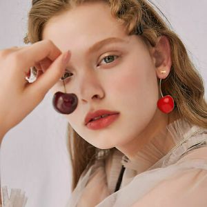    Fashion Simulation Sweet Red Cherry Fruit Earrings Ear Stud Women Chirstmas Gift