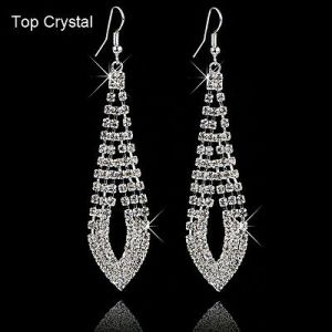     Fashion Women Silver Rhinestone Crystal Elegant Ear Hook Stud Dangle Earrings