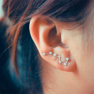    Star Constellation Ear Climber, Ear Crawler, Sweep Earrings - Boho Hippie