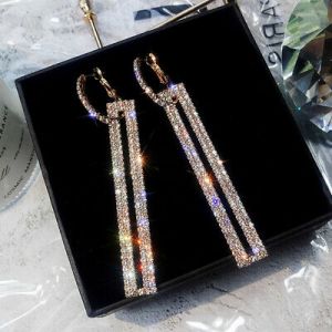    Long Geometric Drop Dangle Earrings Rhinestone Ear Studs Women Jewelry Gift GG