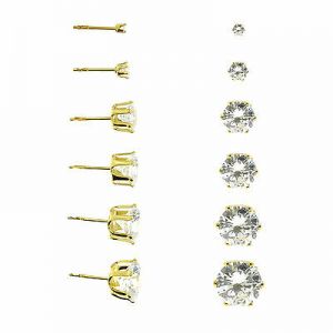    Fashion Jewelry Stud Earrings CZ Round Post Ear Pierce Women Gold *1Pair #1107