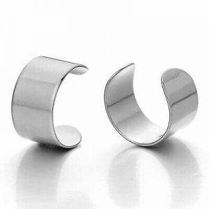    MENDINO Men's Stainless Steel Earrings Cuff Ear Clip-On Cartilage Tragus Silver