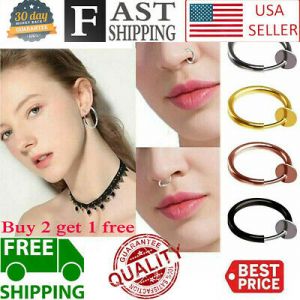    Retractable Earrings Round Hoop Ear Cuff No Piercing Dangle Huggies Earrings USA